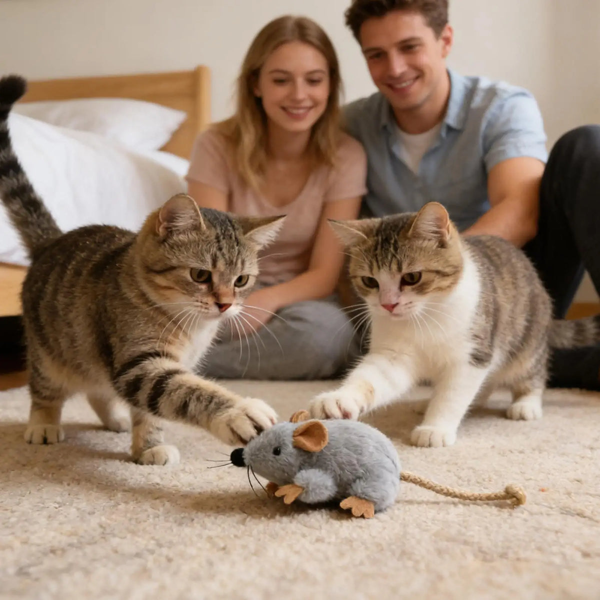 Cat Mouse Toy Built-in Sound Compact Play Game Stuffed Cat Toys for Daily Ground Home Indoor Outdoor Birthday Holiday Pet