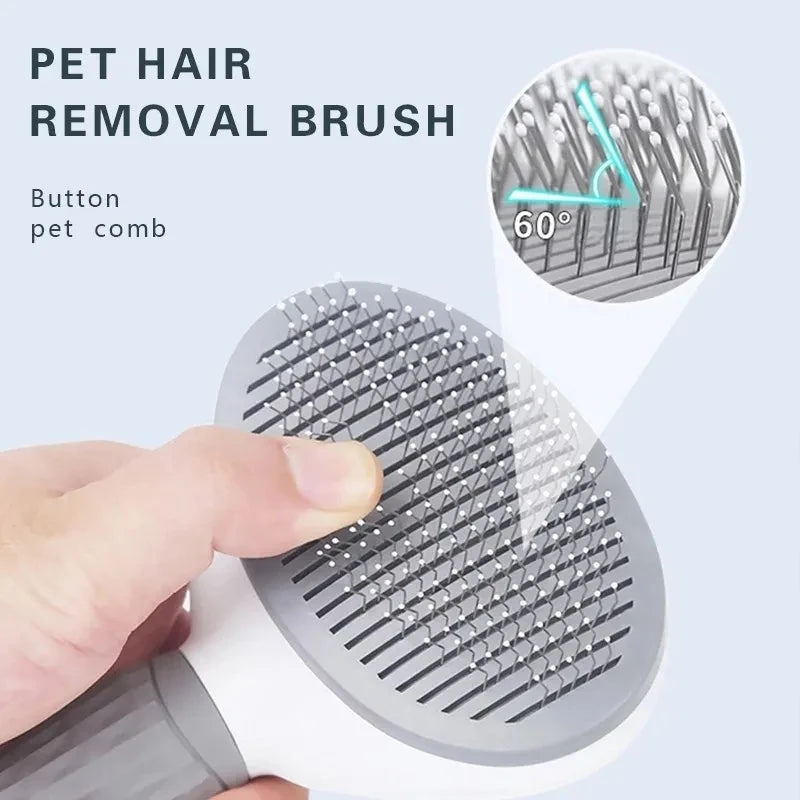 Self-Cleaning Pet Grooming Brush – One-Click Hair Removal