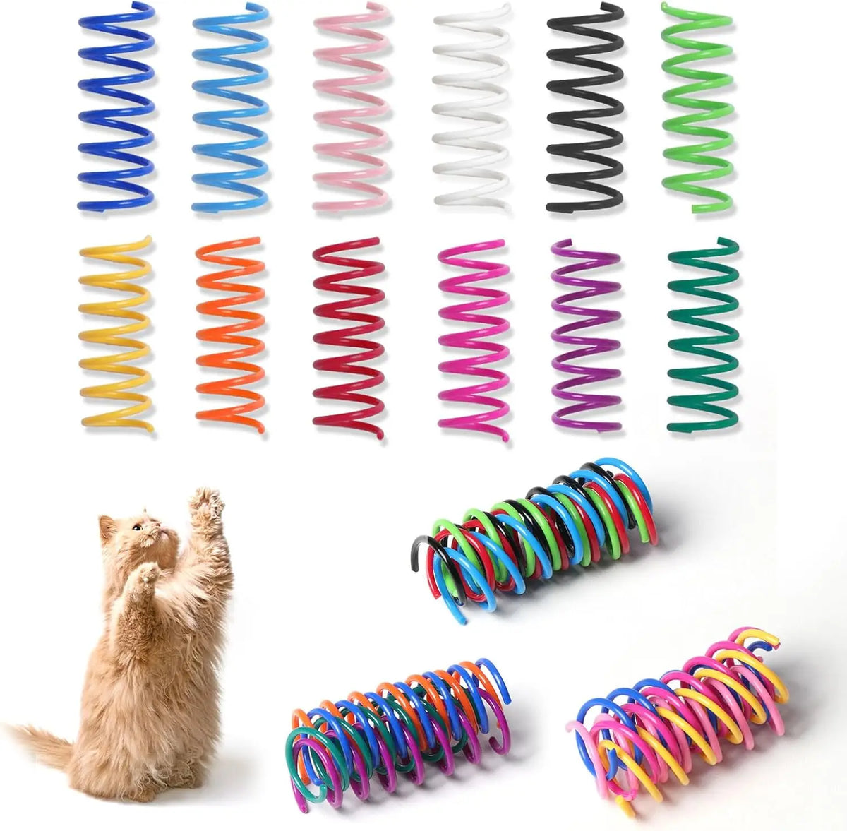 12-Pack Colorful Cat Spring Toys – Interactive Indoor Play Coils