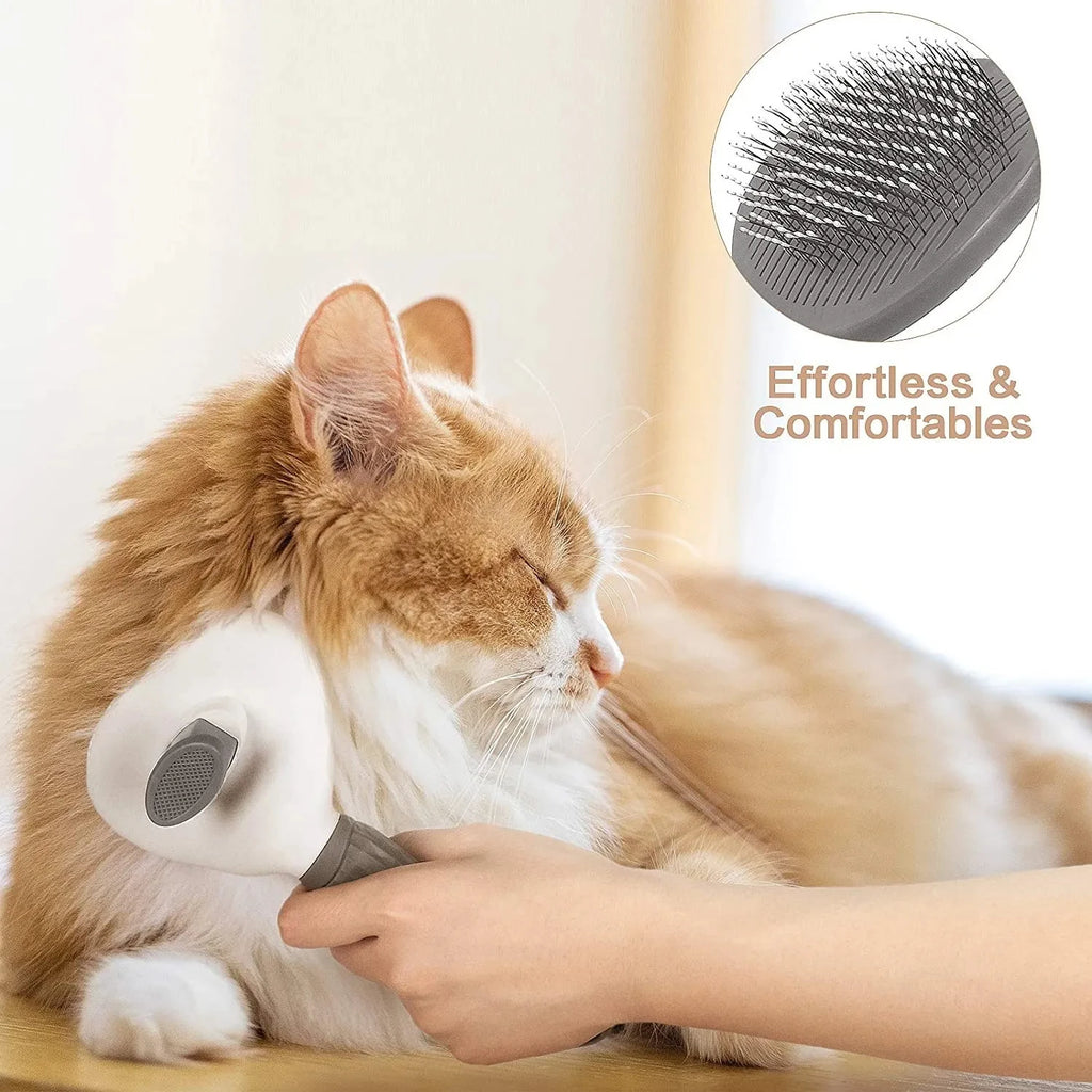 Self-Cleaning Pet Grooming Brush – One-Click Hair Removal