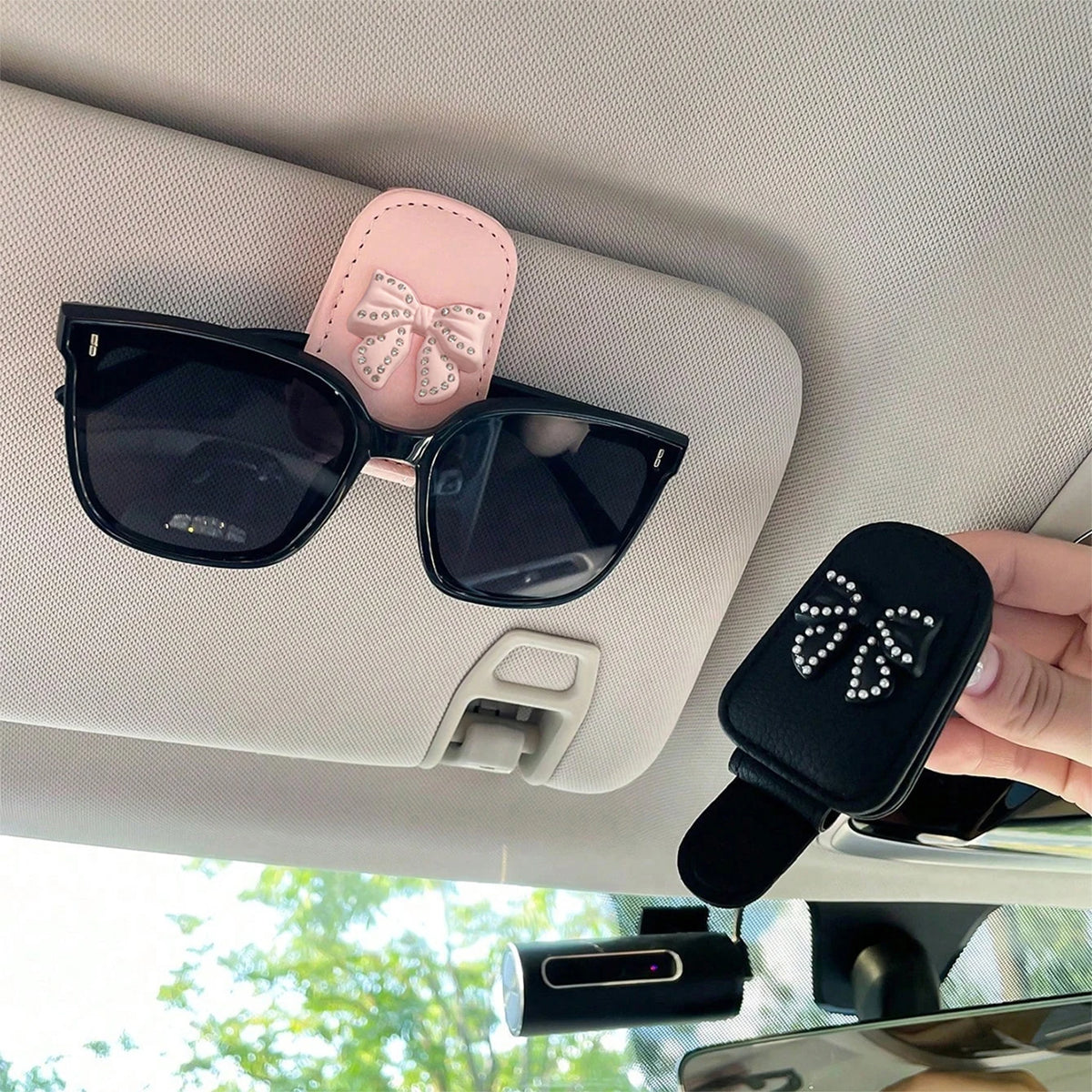 Rhinestone Sun Visor Glasses Clip – Compatible with Tesla Model 3/Y