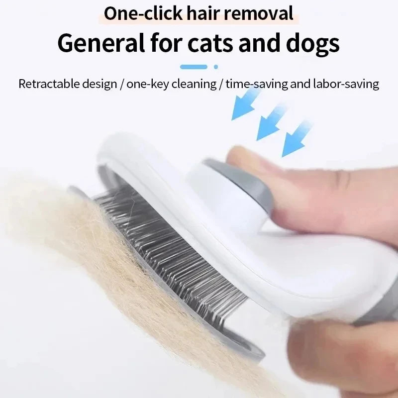 Self-Cleaning Pet Grooming Brush – One-Click Hair Removal