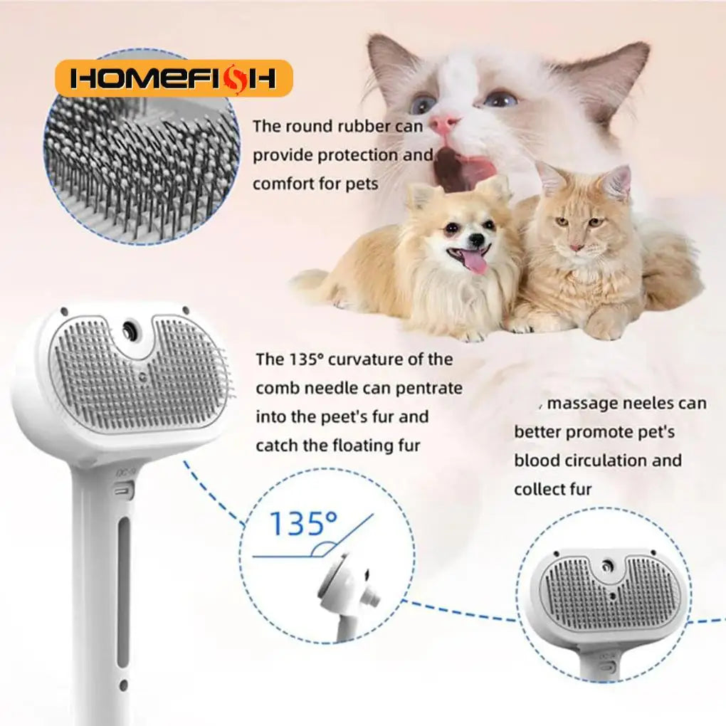 Steam Spray Grooming Brush for Dogs
