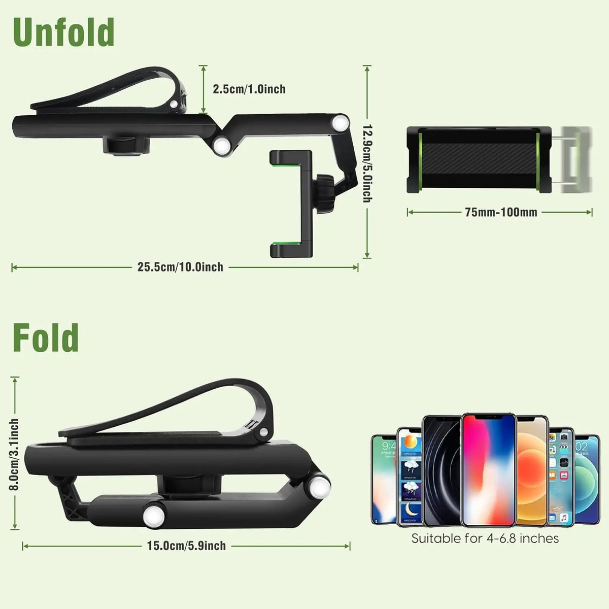 1080° Sun Visor Phone Mount – Compatible with Tesla Model 3/Y