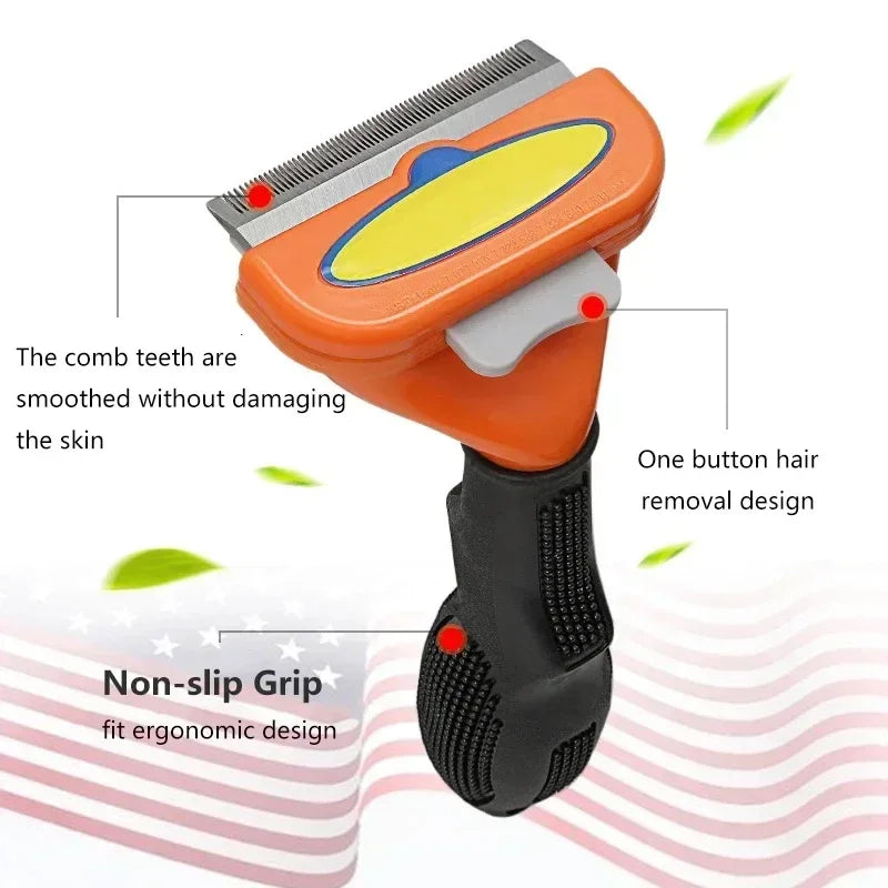 Self-Cleaning Pet Hair Removal Comb for Cats & Dogs