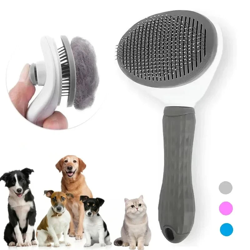 Self-Cleaning Pet Grooming Brush – One-Click Hair Removal
