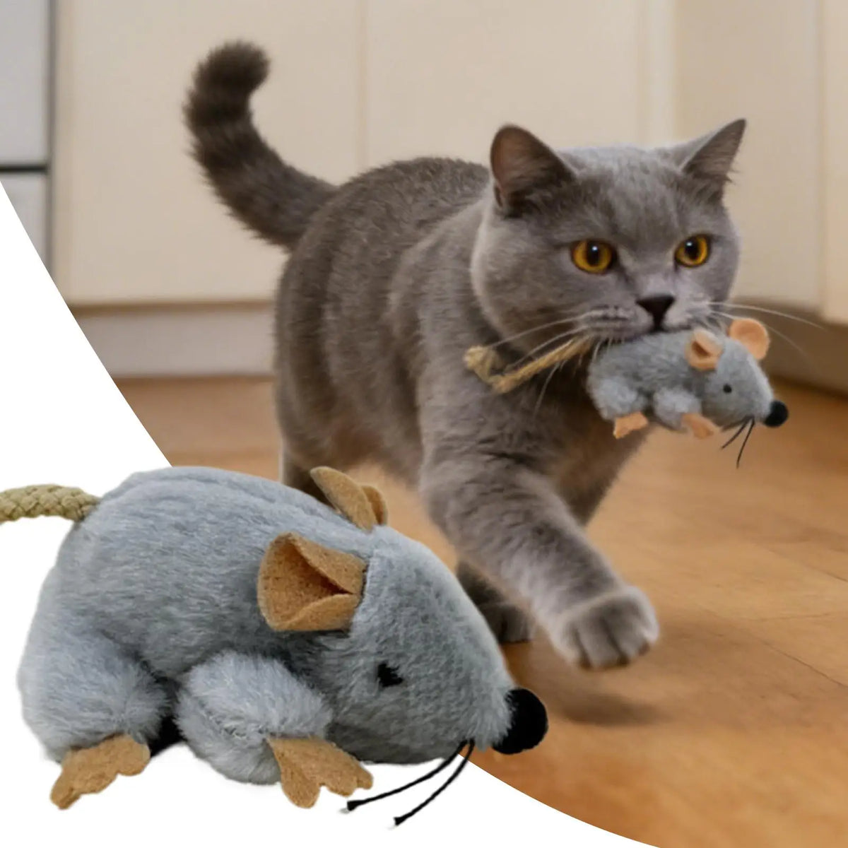 Cat Mouse Toy Built-in Sound Compact Play Game Stuffed Cat Toys for Daily Ground Home Indoor Outdoor Birthday Holiday Pet