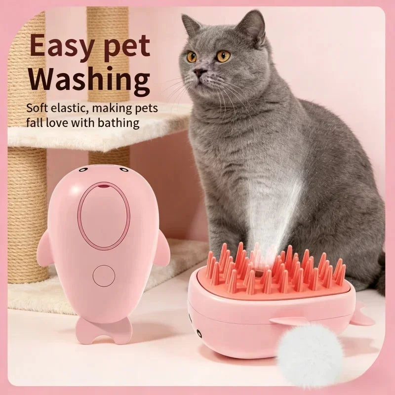 3-in-1 Steam Grooming Brush for Cats & Dogs