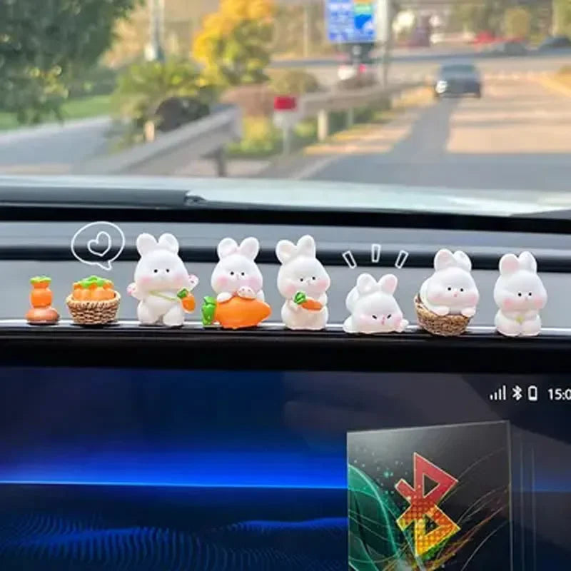 Minimalist Dashboard Bunny Decor – Electric Vehicle Interior Accessory