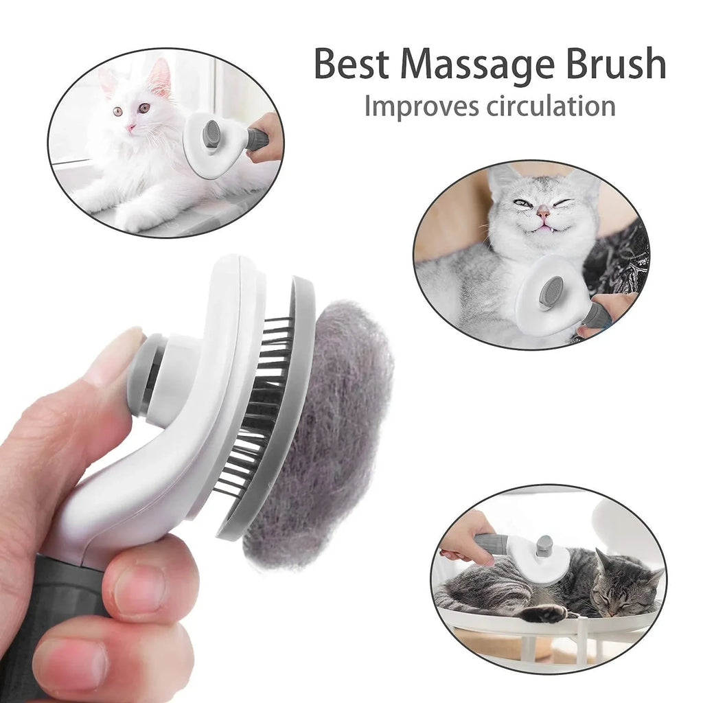 Self-Cleaning Pet Grooming Brush – One-Click Hair Removal