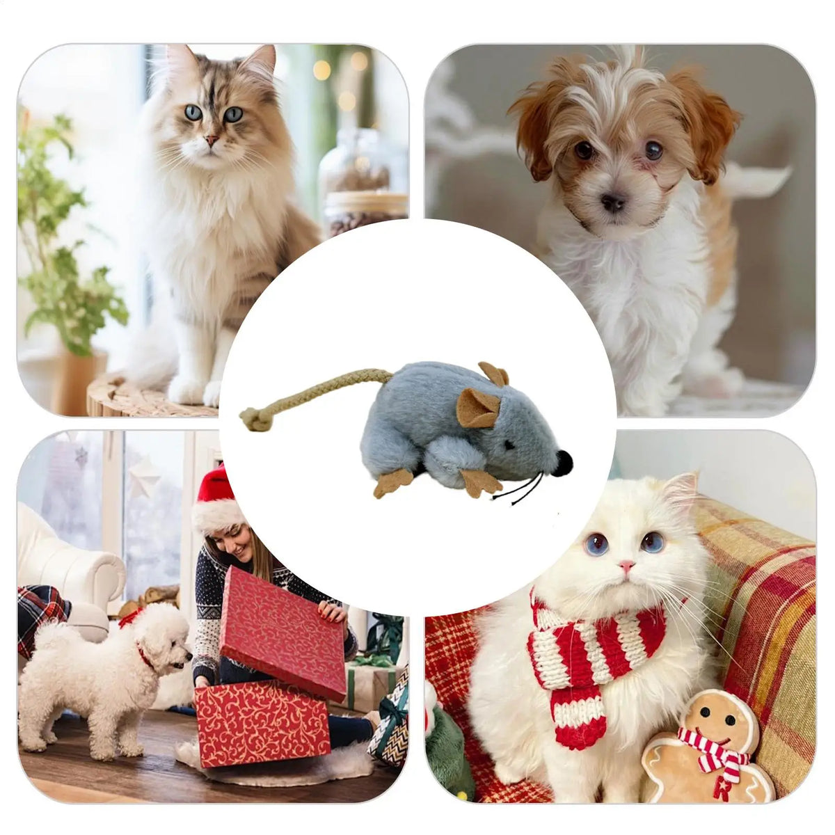 Cat Mouse Toy Built-in Sound Compact Play Game Stuffed Cat Toys for Daily Ground Home Indoor Outdoor Birthday Holiday Pet