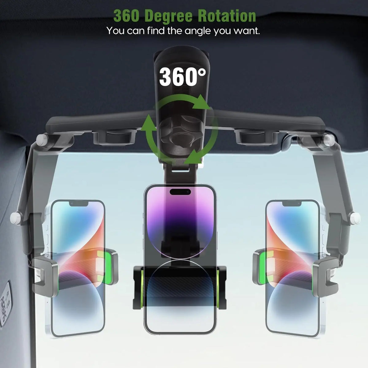 1080° Sun Visor Phone Mount – Compatible with Tesla Model 3/Y